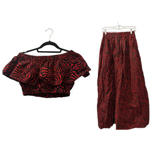 Ofuure NWT Ankara Crop Top Maxi Skirt 2 Piece Set Size S/M Tribal African Wax